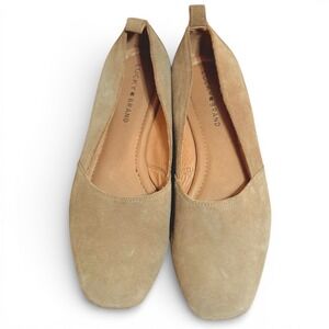 Lucky Brand Womens Tan Suede Slip On‎ Loafer Flats Shoes Size-10M Slip Resistant